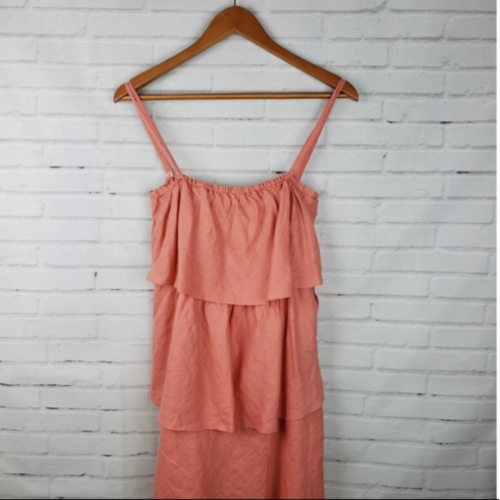 J. Crew Sleeveless Peach Tiered Linen Dress
